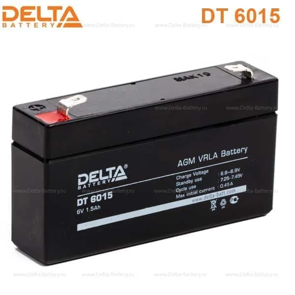 Аккумулятор DELTA DT 6015 6V 1,5Ah AGM (Китай) Гарания 6 месяцев 97х24х58