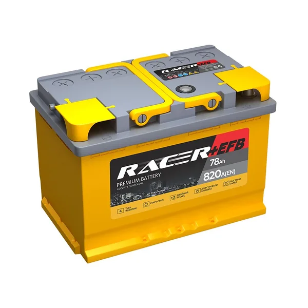 Аккумулятор RACER 78 Ач 820 А (EN), обратная полярность, LN3
