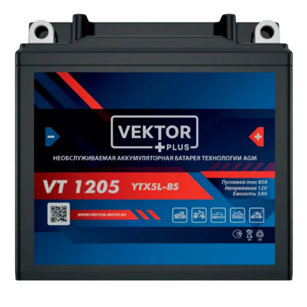 Аккумулятор VEKTOR PLUS VT 1205 12V5Ah