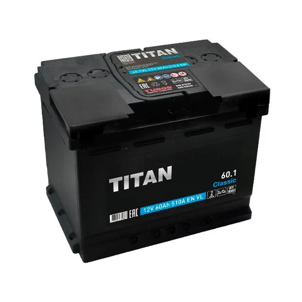 Аккумулятор TITAN Classic 60Ah прямой EN510