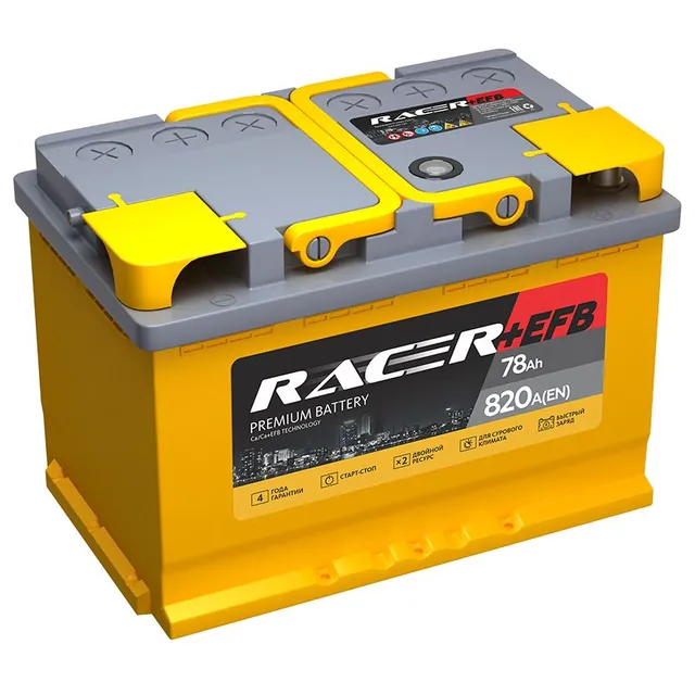 Аккумулятор RACER 78 Ач 820 А (EN), прямая полярность, LN3