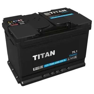 Аккумулятор TITAN Classic 75 Ач 620 А (EN), прямая полярность, LN3