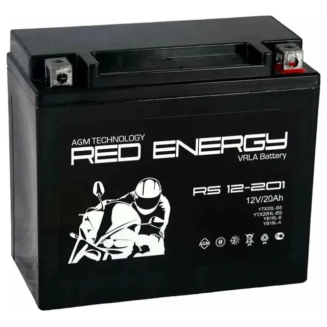 Аккумулятор RED ENERGY 20 Ач 270 А (EN), обратная полярность, YTX20L